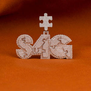 Moissanite S4G Cadena colgante de hip hop de diamante en forma personalizada, personalización de Plata de Ley 925 Regalo completo helado para él - Product Image 1