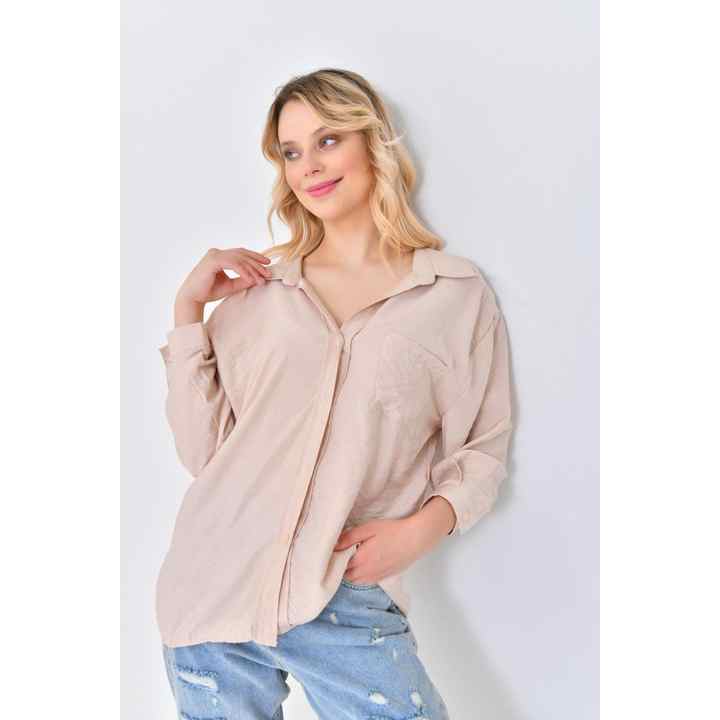 Women's Shirt Oversize Flowy Single Pocket