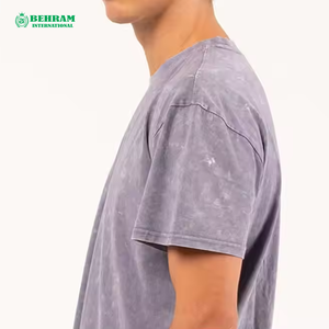 T-shirt Homme Personnalisé Lavable Écologique Séchage Rapide Polyester/Coton Uni Effet Délavé à l'Acide Vintage Coupe Ample Grande Taille - Product Image 5