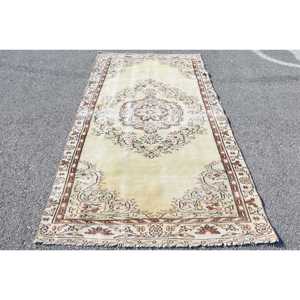 Vintage Turkish Rug 4.5x8.4 ft, <b>Brown</b> Area Southwestern <b>Wool</b> Rug - Product Image 1