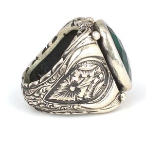 Handmade 925 <b>Sterling</b> <b>Silver</b> Oval Cut Yeil Stone Bezel <b>Set</b> Men's <b>Ring</b> 2x1.6cm-Everyday Wear - Product Image 3