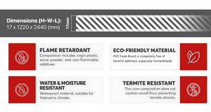 Panneau en mousse PVC de 17 mm Chêne gris 1220x2440 mm Fabriqué au Vietnam pour le mobilier de salon et la conception d'armoires de cuisine - Product Image 2