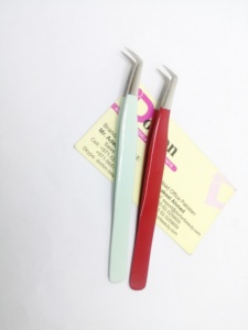 แหนบสำหรับขนตาปลอมแบบมืออาชีพแหนบปลายโค้งตรงทำจากสเตนเลสปริมาณขนตา - Product Image 3