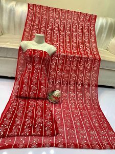 Ssumaira Collection 2 Pc Unstitched Kacha Tarkashi trajes Soft PK Chiffon Anarkali - Product Image 5