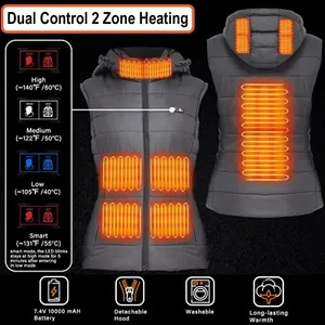 Chaleco Térmico Recargable de 12v 7.4v 5v para Hombre y Mujer, con Botón Metálico Patentado y Capucha Térmica Desmontable - Product Image 6