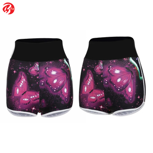 Short de yoga respirant taille haute élégant pour femme avec volants contrôle du ventre motif chaud pour la course et l'entraînement Fitness Wear - Product Image 4