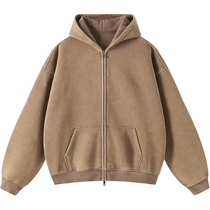 2025 nouveauté lavage à l'acide fermeture éclair sweats à capuche hommes coton de qualité supérieure Logo personnalisé Streetwear vestes zippées OEM en vrac en gros exportation - Product Image 1