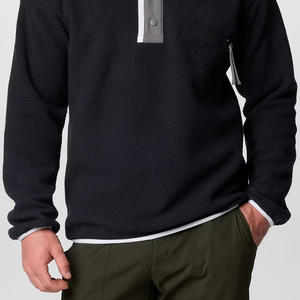 Veste en polaire pour homme à manches longues avec fermeture éclair quart de tour, service OEM, prix de gros, design bicolore, décontractée - Product Image 3