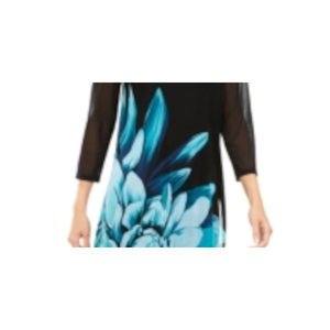 Tunica leggera da donna Alfani con stampa floreale nero-acqua taglia Petite S - Product Image 3