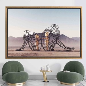 Printed Canvas: Two People Turning Their Backs At Burning Man,GOLD <b>FRAMED</b> CANVAS - Product Image 1