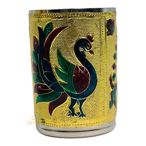 Meenakari Gold-Plated Stainless Steel Round Tableware for Home Wedding Business Gifts - Product Image 1