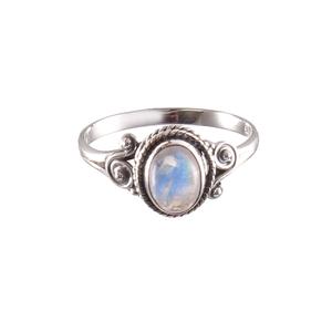 Anillo de Plata de Ley 925 para Mujer, Estilo Clásico, Ovalado, con Piedra Lunar Arcoíris, Engaste de Bisel, Estilo Bohemio, para Cumpleaños o Aniversario - Product Image 2
