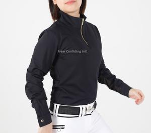 Ropa ecuestre de secado rápido para mujer, camisas ecuestres de media cremallera de manga larga con capa Base, estampadas personalizadas, para montar a caballo, venta al por mayor - Product Image 3