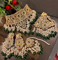 Ensemble de collier de mariée traditionnel indien en gros délicat, Navratna Kundan, bijoux artificiels