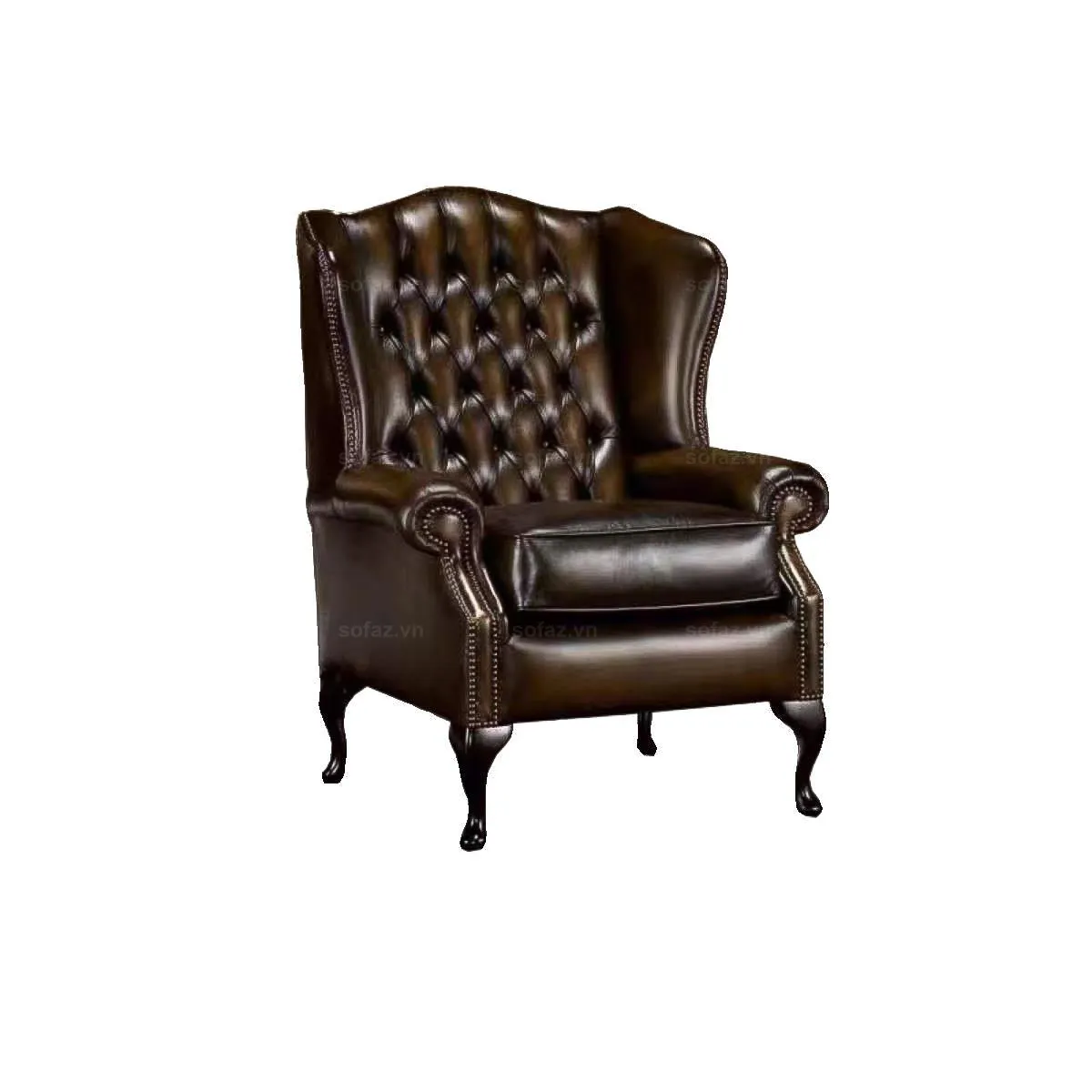 Poltrona rivestita in pelle marrone di alta qualità divano camera singola con lussuoso stile di design neoclassico