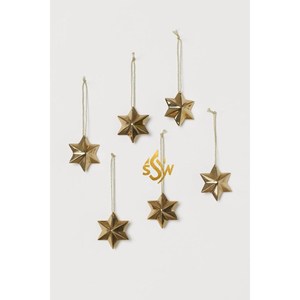 Adornos navideños de metal Caja Rosa personalizada Decoraciones Chruch Adornos navideños de Papá Noel Juego de 6 colgantes de color dorado - Product Image 1