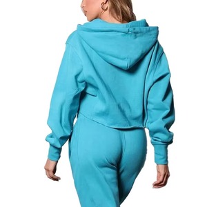 100% coton de haute qualité personnalisé blanc goutte épaule 2 pièces ensemble joggers pantalon sweat avec pantalons de survêtement sweats à capuche vierges surdimensionné - Product Image 5