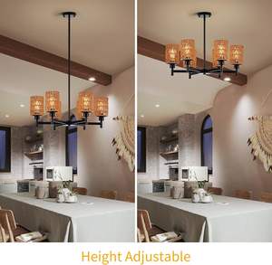 Candelabro de ratán tejido a mano, accesorio de iluminación Vintage 24,8, candelabro negro de mimbre de bambú, candelabro de ratán bohemio moderno Retro - Product Image 5