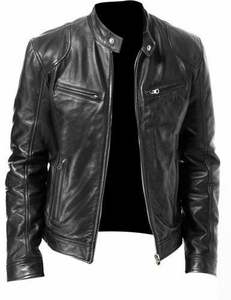 VINTAGE CAFE RACER NEGRO MARRÓN CUERO GENUINO SLIM FIT RETRO CHAQUETA DE MOTERO para HOMBRE - Product Image 4