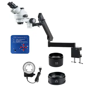 3. 5x-90x mikroskop triokular stereoskopis, braket logam kamera Digital, lampu cincin LED, mikroskop penelitian perhiasan