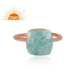 Dernière conception faite à la main en argent sterling plaqué or rose Amazonite naturelle bague réglable fabricant de bijoux - Product Image 2