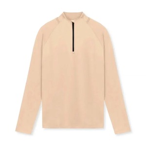 Men's Trendy Half-Zip Training <b>Top</b> Solid Color Fitness T-Shirt Polo <b>Turtle</b> <b>Neck</b> Long Sleeve 100% Cotton New Sports Running Gear - Product Image 4