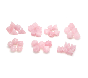 กุหลาบควอตซ์บำบัดเรขาคณิต Plantronics ศักดิ์สิทธิ์ชุดจักระที่เป็นของแข็งที่มี7รูปร่างที่แตกต่างกันด้วยถุงกำมะหยี่ - Product Image 5