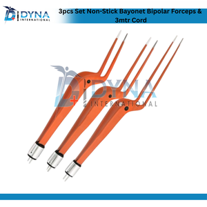 Ensemble de 3 pinces bipolaires à baïonnette en acier inoxydable certifiées CE, antiadhésives, avec cordon de 3 mètres, instruments de chirurgie générale - Product Image 4