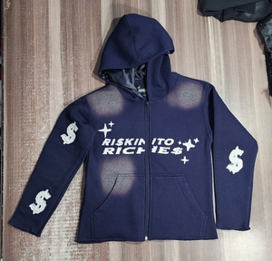 Sweat à capuche Streetwear 450 coton 80% polyester 20% g/m² en vrac OEM Polaire prélavée Impression de logo personnalisé - Product Image 5