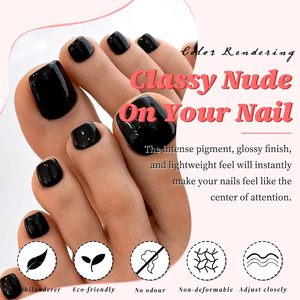 168 <span class=keywords><strong>Uñas</strong></span> Postizas para Mujer con Adhesivos, <span class=keywords><strong>Uñas</strong></span> Acrílicas Negras Cortas Cuadradas al por Mayor - Product Image 3
