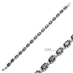 Pulsera de tenis con topacio místico de circonita cúbica de forma redonda, joyería fina artesanal al por mayor para mujer - Product Image 2