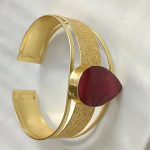 Brazalete de moda hecho a mano, diseño abierto Ajustable con piedras preciosas naturales en bruto, venta al por mayor, producto a granel, brazalete de piedra - Product Image 3