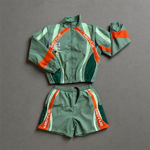 Custom Windbreaker Shorts and Jacket Set for Summer Breathable Windbreaker Men Sets Nylon Zip up Digital Print <strong>Tracksuit</strong> - Product Image 1