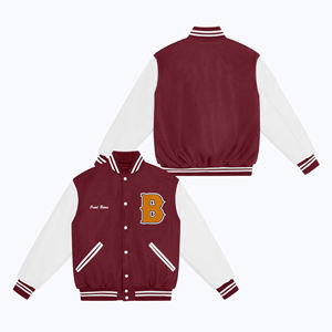 2024 hommes support université veste Logo personnalisé manches en cuir broderie noir Couple collège Baseball Streetwear Letterman Style - Product Image 3