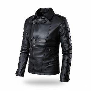 Blouson aviateur vintage en cuir de peau de mouton de vache de haute qualité RTS OEM vestes en cuir véritable d'hiver au design unique avant noir - Product Image 3