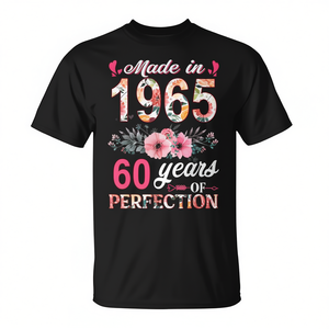 T-shirt floreale da donna fatta a mano nel 1965 per celebrare il 60° e 80° compleanno - Edizione limitata, articolo promozionale - Product Image 2