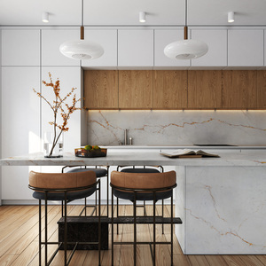 Albinus Custom Kitchen & Bathroom Vanity Tops Natural Carrara Calacata Hotel Project Prefab Cut Size Quartz Stone Countertops - Product Image 1