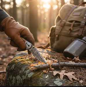 Cuchillos Plegables de Bolsillo Forjados en Acero de Damasco de Alta Calidad con Mango de Hueso de Camello, Cuchillos Personalizados con Funda - Product Image 2