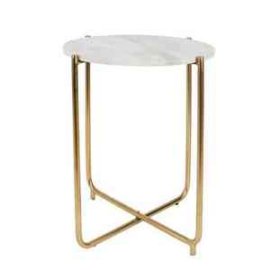 Table d'appoint industrielle antique élégante Table basse en bois récupéré avec pieds en métal doré - Product Image 2