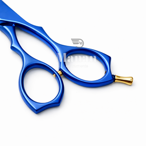 Tijeras de Corte de Pelo Profesionales de Lujo en Azul Metálico con Tornillo Dorado para Estilistas de Salón - Product Image 4