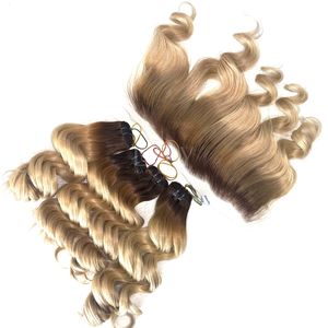 Ensemble de faisceaux de couleur ombrée ondulée de haute qualité avec frontal et faisceaux pour faire des perruques 2025 - Product Image 3