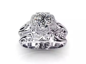 1CTW VVS Original Moissanite Diamond Wedding Set Platinum Plated 925 Silver Engagement Ring & Band Women's Gift - Product Image 5