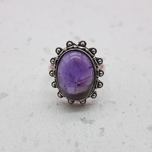 Authentique bohème Designer 925 bague en argent Sterling fait à la main ovale coupe améthyste pierre précieuse perle ensemble lunette réglage pour les mariages - Product Image 1