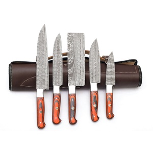 Jexmoo personalizado hecho a mano de acero de Damasco 5 uds juego de cuchillos de Chef profesional mango de madera cuchillos de cocina para Chefs cocineros regalo perfecto - Product Image 1