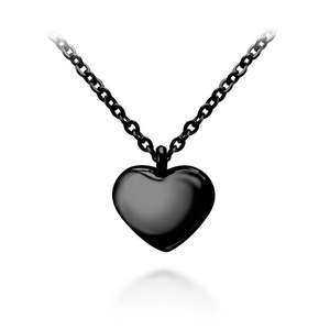 Vente en gros de breloques en or noir plaqué argent collier simple avec pendentif en forme de cœur évidé pour femme pour petite amie - Product Image 2