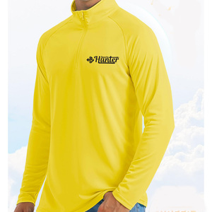 Sweat de gymnastique léger 100% Polyester quart de fermeture éclair sweat uni avec sérigraphie solide motif sweats à capuche hommes - Product Image 1