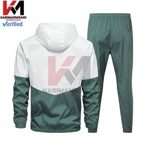 Conjunto de chándales cortavientos retro para hombre, traje de 2 piezas de bloque de color con chaqueta de manga larga con cremallera completa, pantalones para correr ligeros - Product Image 3