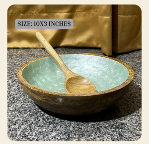 Bol à salade circulaire en bois d'acacia imprimé UV de qualité supérieure, artisanat artisanal |   Vaisselle durable et élégante pour les restaurants et les foyers - Product Image 3