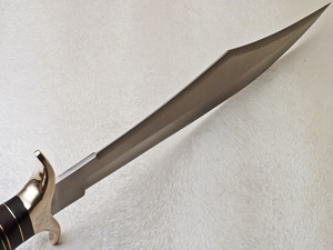 Large Handmade Stainless Steel Bowie Knife with Colored Wood Handle and Quality With <b>Leather</b> Sheath Camping Knives. - Product Image 3