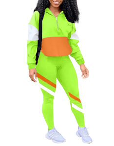 Conjunto Deportivo Ligero de 2 Piezas para Mujer, Chaqueta Cortavientos Informal con Media Cremallera o Cremallera Completa, Sudadera Corta con Capucha y Pantalones Deportivos, Diseño Liso - Product Image 4